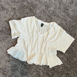 Wild Fable white ruffled crop tee